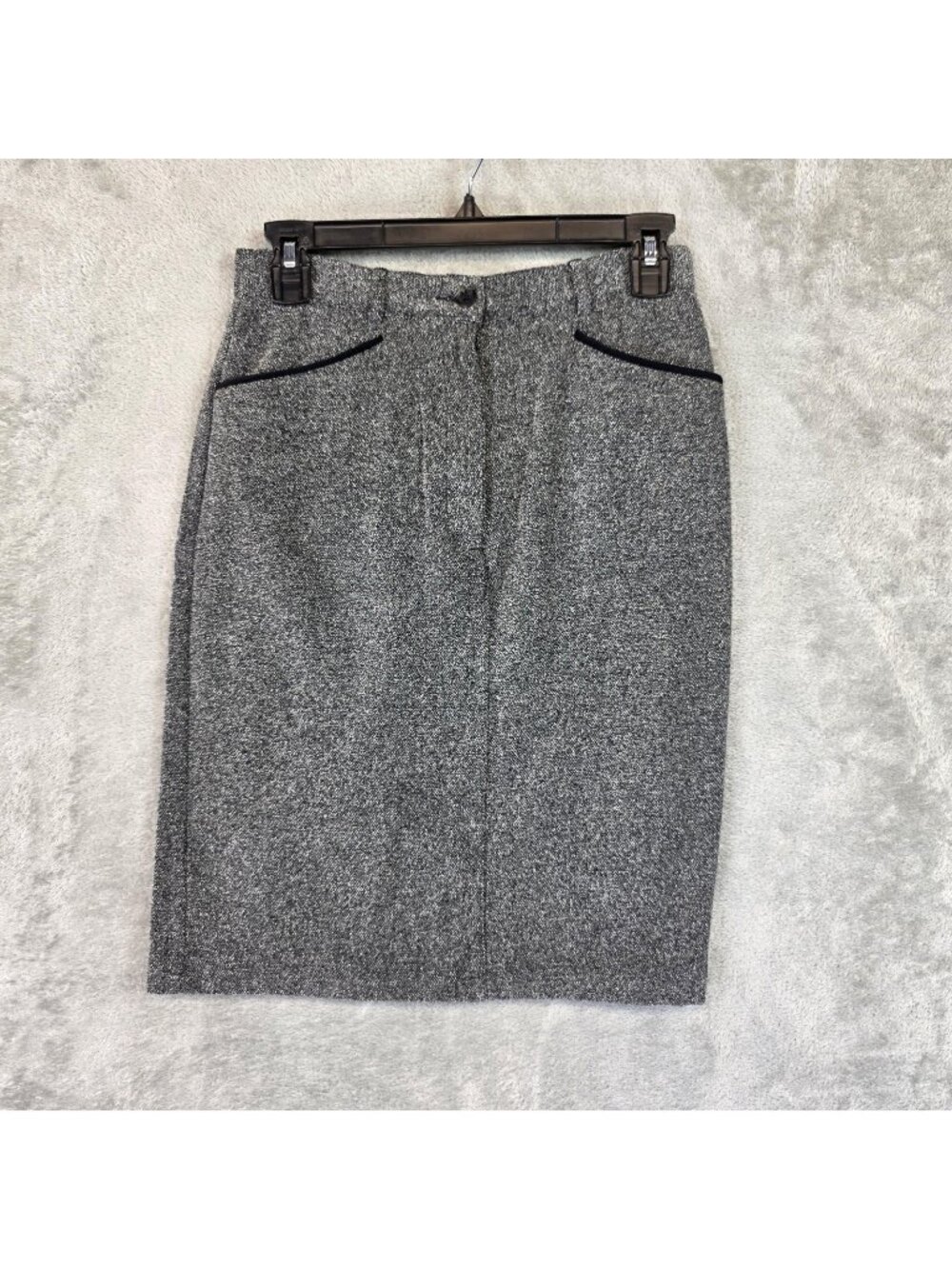 Talbots Skirt Womens 4 Gray Tweed Pencil Knee Length Pockets Hong Kong Work